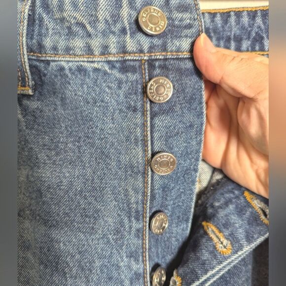 Grlfrnd Karolina High Rise Straight Crop Hudson River Button Fly Denim Jeans 32 - Picture 4 of 9